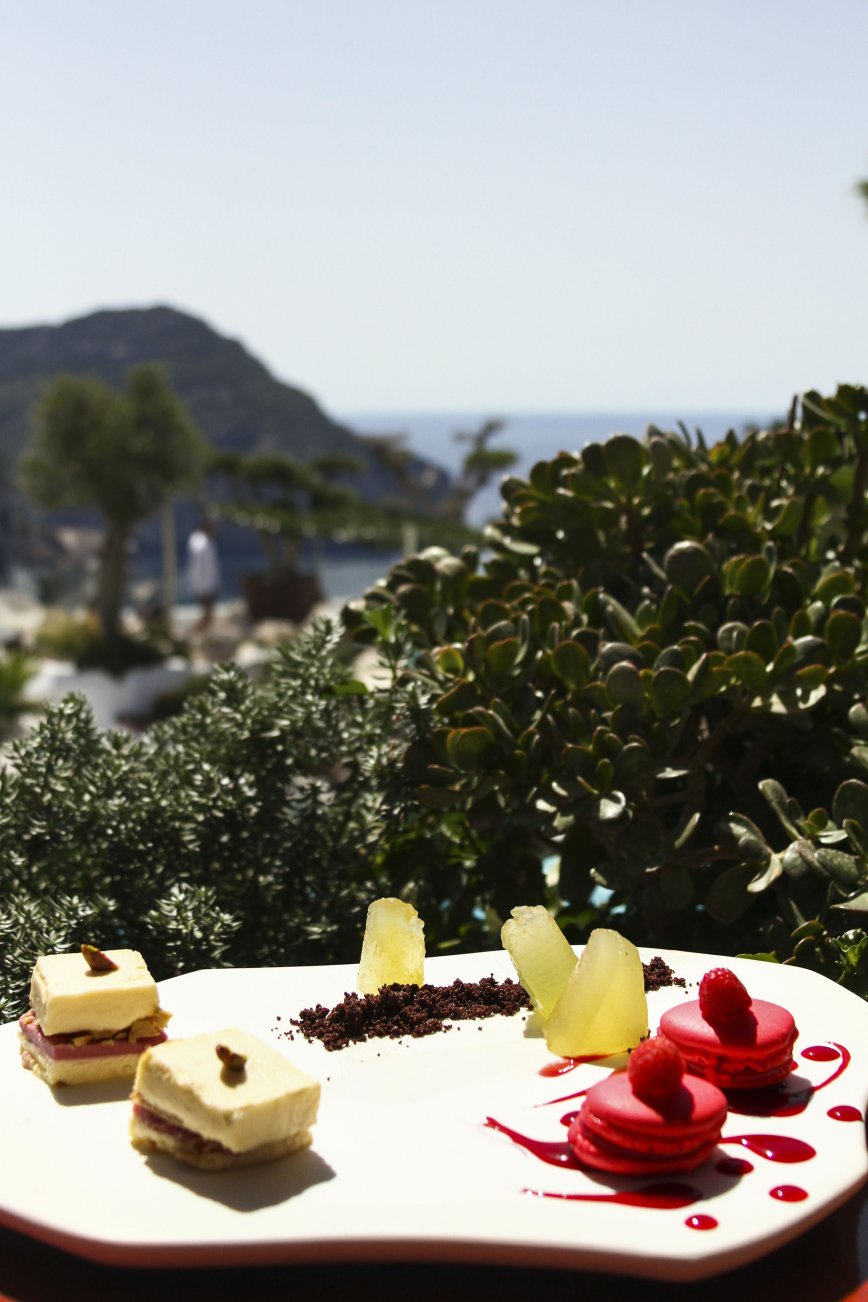 El postre en el Restaurante Eden, Hacienda Na Xamena, Ibiza hotel de lujo